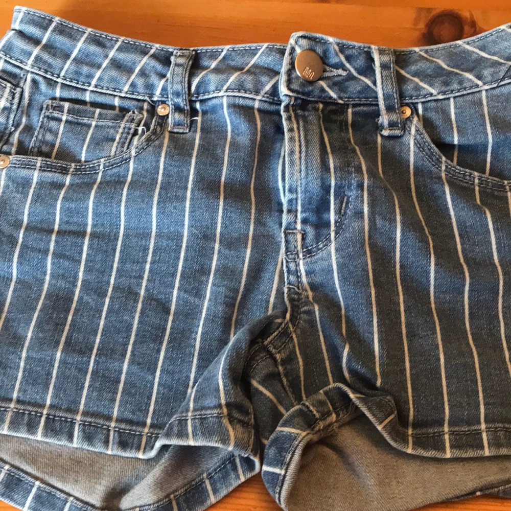 Striped jean shorts